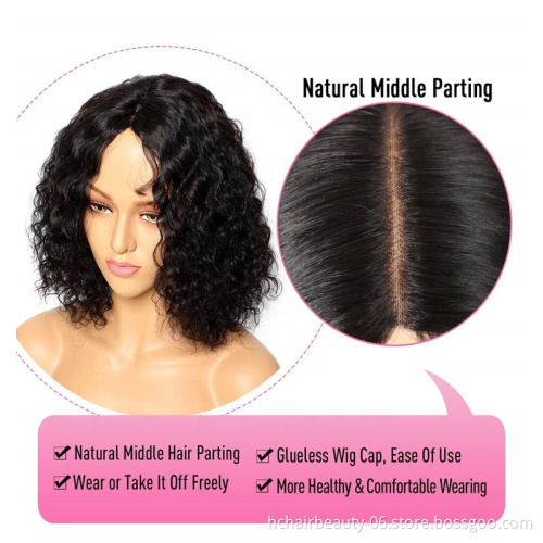 100% Human Virgin Hair Big Sale Transparent Front Lace Baby Hair Customized Straight Curly Bob Short Wig